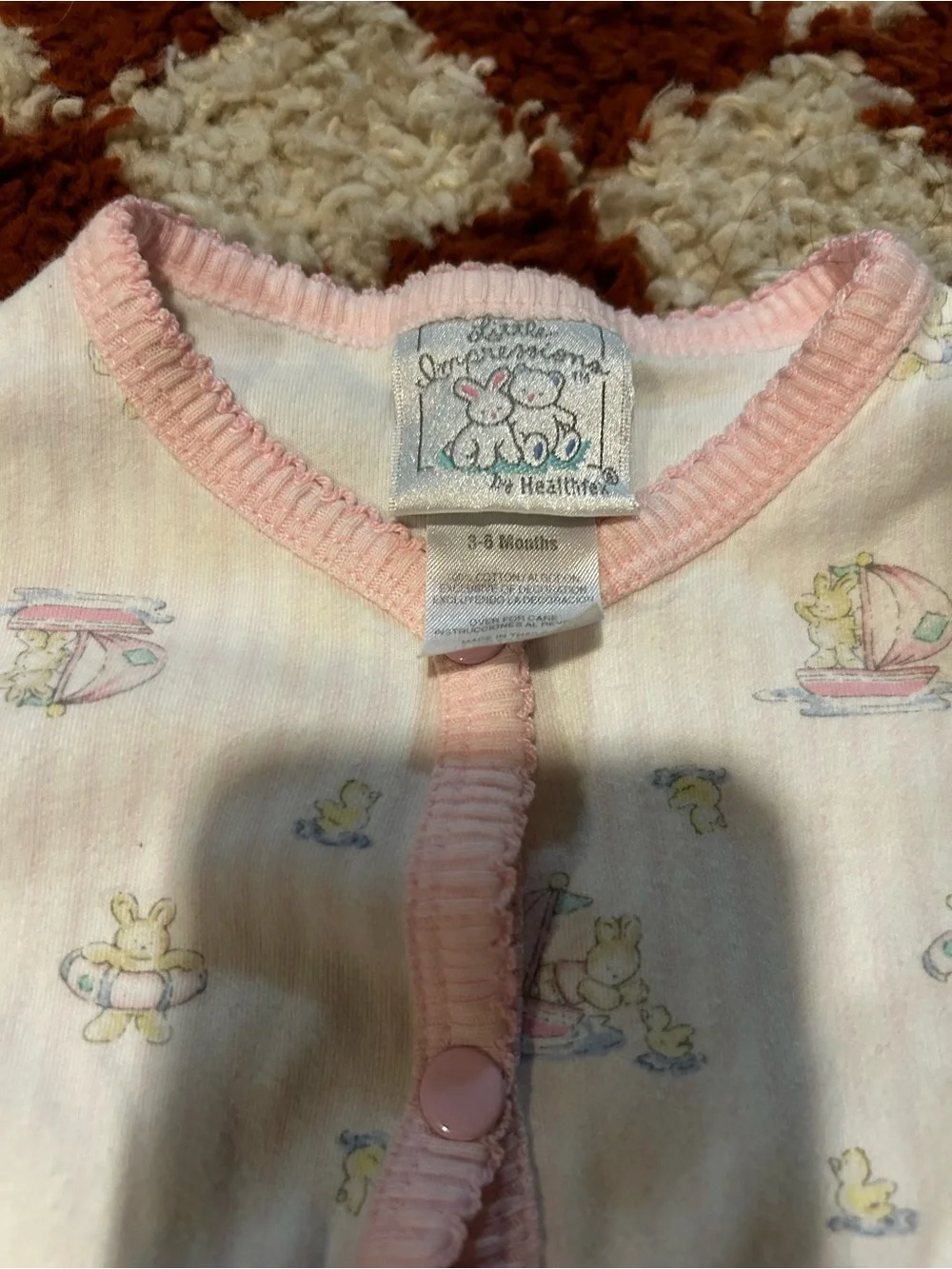 Vintage Little Impressions Pink Trim Baby One-Piece Romper